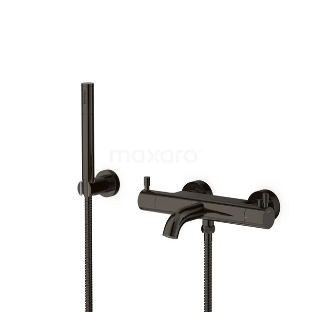 Mattschwarze Badewannenarmatur mit Handbrause, modernes Design, aus rostfreiem Stahl, ideal für ein stilvolles Badezimmer.
