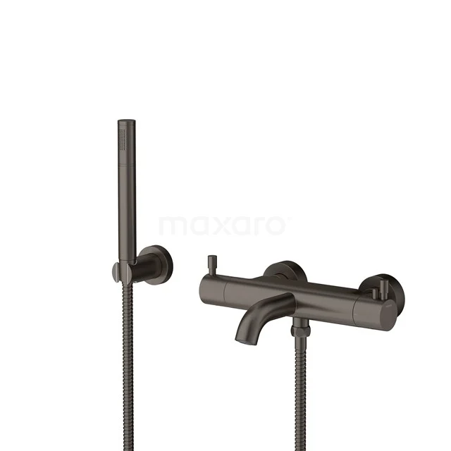 Matt Schwarz Badewannenarmatur mit Handbrause, minimalistisches Design, ideal für moderne Bäder.