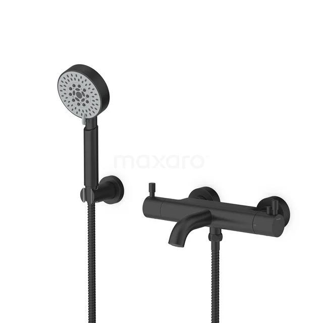 Matt Schwarz thermostatische Duscharmatur mit Handbrause, modernes Design, perfekt für ein stilvolles und praktisches Badezimmer.
