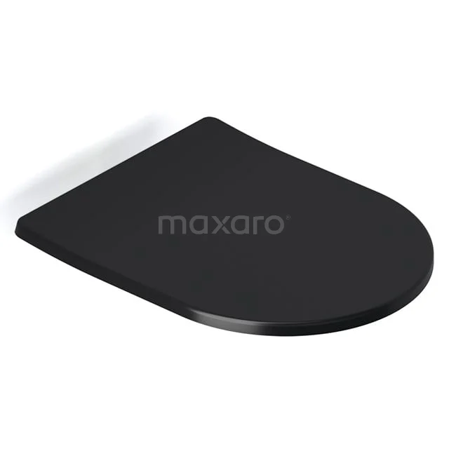 Schwarzer WC-Sitz, ovales Design, aus langlebigem Duroplast; stilvolles Accessoire für ein modernes Badezimmer.