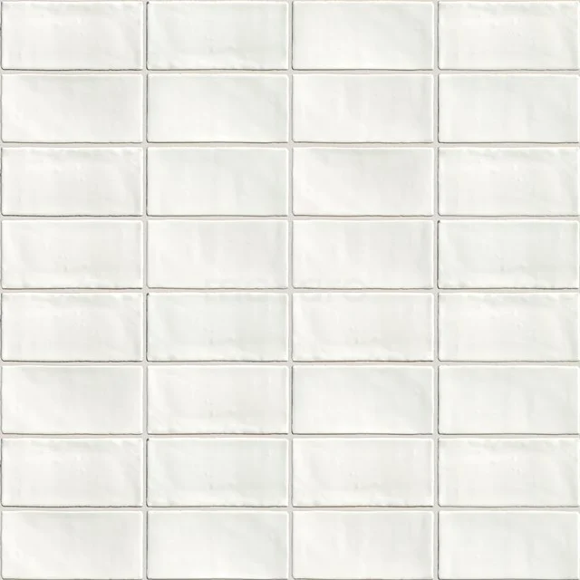 Weiße keramische Badezimmerfliesen mit glänzender Oberfläche, quadratisches Design, perfekt für einen modernen und frischen Wandstil.