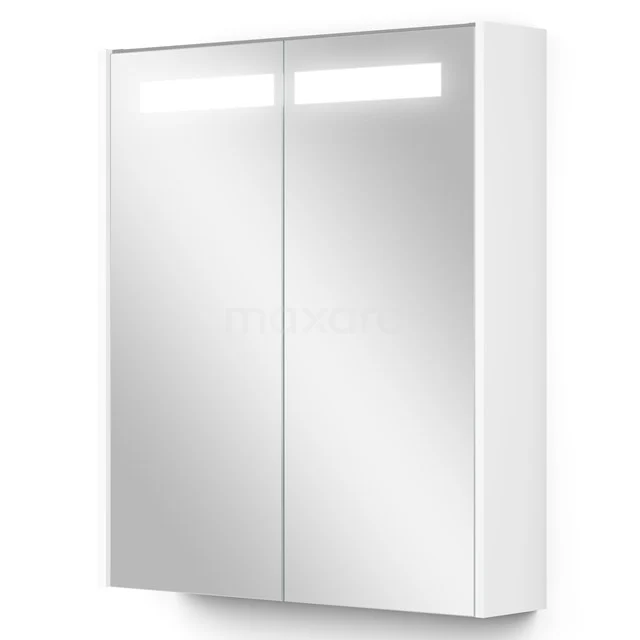 Spiegelschrank mit Beleuchtung Modulo 60x70cm Matt Weiß K99-0600-59008-05 Weiße Badezimmer Spiegelschrank mit LED-Beleuchtung, schlankes Design und doppelte Türen, ideal für moderne Badezimmerlagerung.