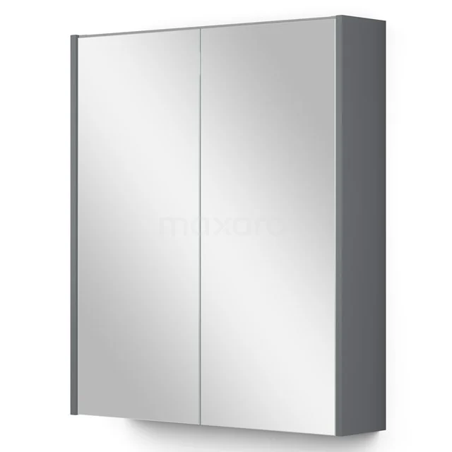 Spiegelschrank mit Beleuchtung Modulo 60x70cm Mittelgrau K99-0600-59009-03 Grauer Aluminium Badschrank mit doppelten Spiegeltüren, schlankem Design und minimalistischer Ausstrahlung für moderne Bäder.