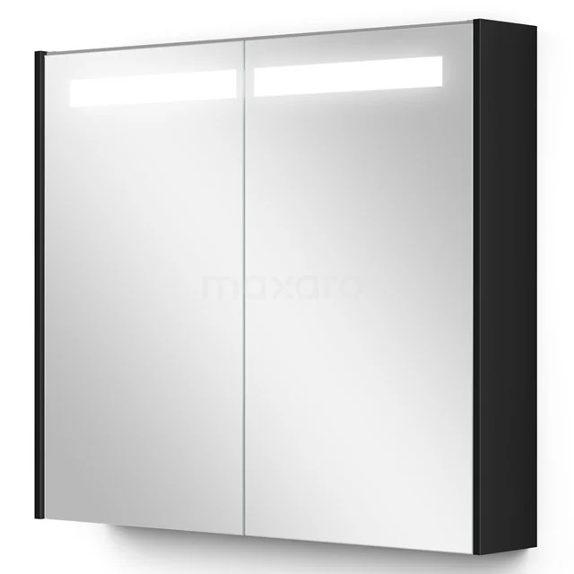 Spiegelkast Met Verlichting Modulo 80x70cm Hoogglans Zwart K99-0800-59008-11
