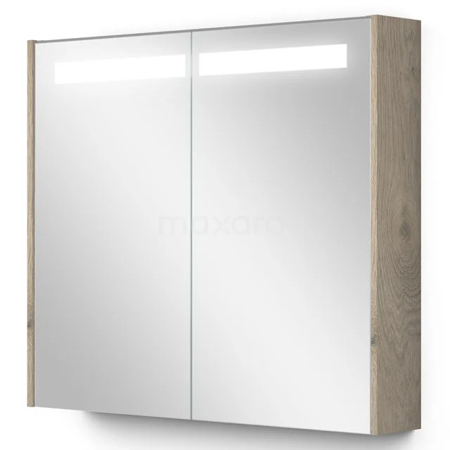 Spiegelkast Met Verlichting Modulo 80x70cm Lichtgrijs Eiken K99-0800-59008-33