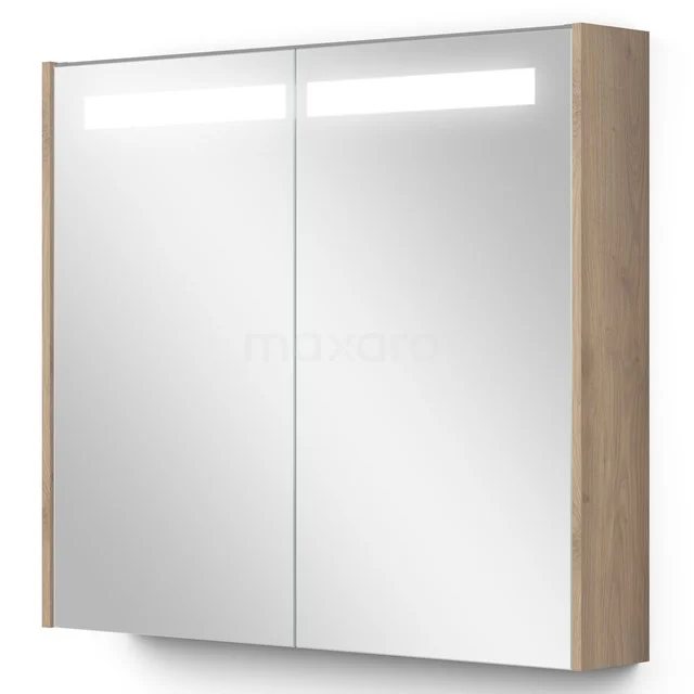 Spiegelkast Met Verlichting Modulo 80x70cm Lichtbruin Eiken  K99-0800-59008-34