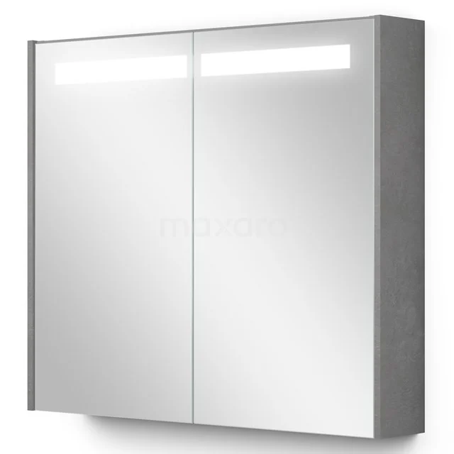 Spiegelschrank mit Beleuchtung Modulo 80x70cm aus hellgrauem Beton K99-0800-59008-50 Grauer Spiegelschrank mit Doppeltüren, integrierter LED-Beleuchtung und modernem Design, perfekt für zusätzlichen Stauraum im Badezimmer.