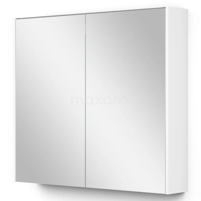 Weiße Spiegelschrank mit Doppeltüren, modernes Design und Stauraum, ideal für ein modernes Badezimmer.