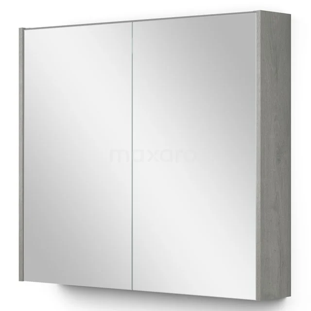 Spiegelschrank mit Beleuchtung Modulo 80x70cm Eiche grau K99-0800-59009-39 Spiegelschrank mit Doppeltür, graue Ausführung, ideal für moderne Badezimmerlagerung, hergestellt aus hochwertigem Holzverbundstoff.