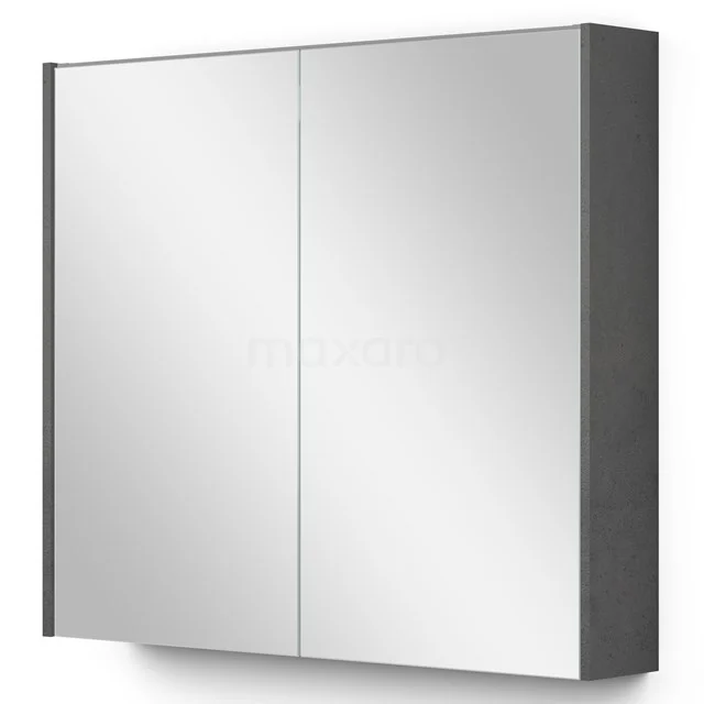Spiegelschrank mit Beleuchtung Modulo 80x70cm Dunkelgrau Beton K99-0800-59009-51 Grauer Spiegelschrank mit zwei Türen, modernes Design, ideal für Badezimmerlagerung, aus hochwertigem Material gefertigt.