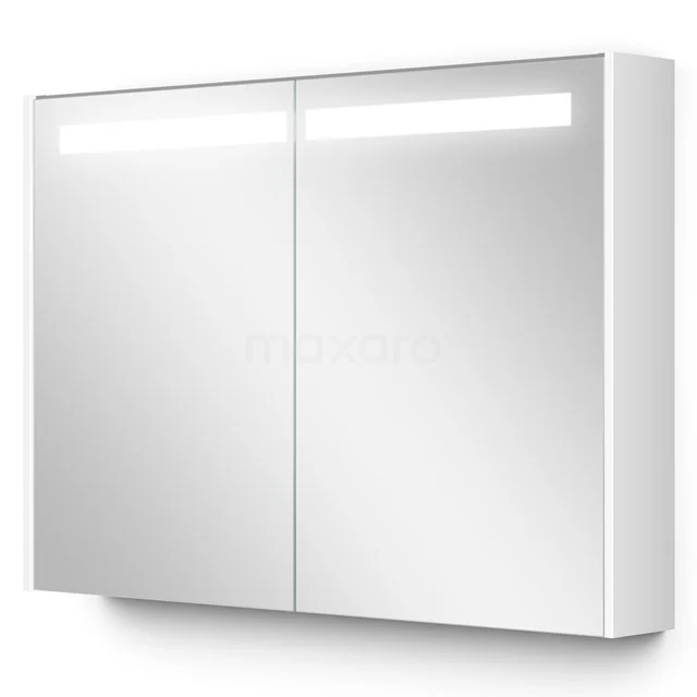 Weißer Badschrank Spiegelschrank mit integrierter LED-Beleuchtung, elegantes Design, ideal für einen modernen Badezimmerstil.
