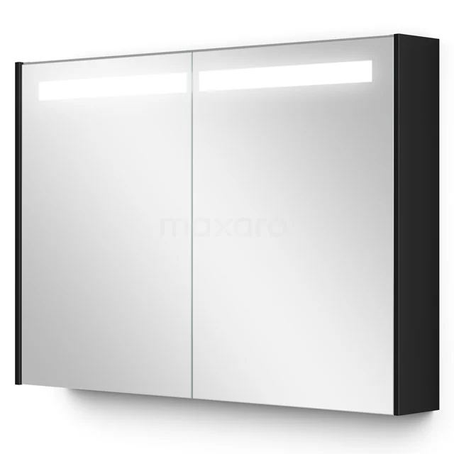 Spiegelkast Met Verlichting Modulo 100x70cm Hoogglans Zwart K99-1000-59008-11