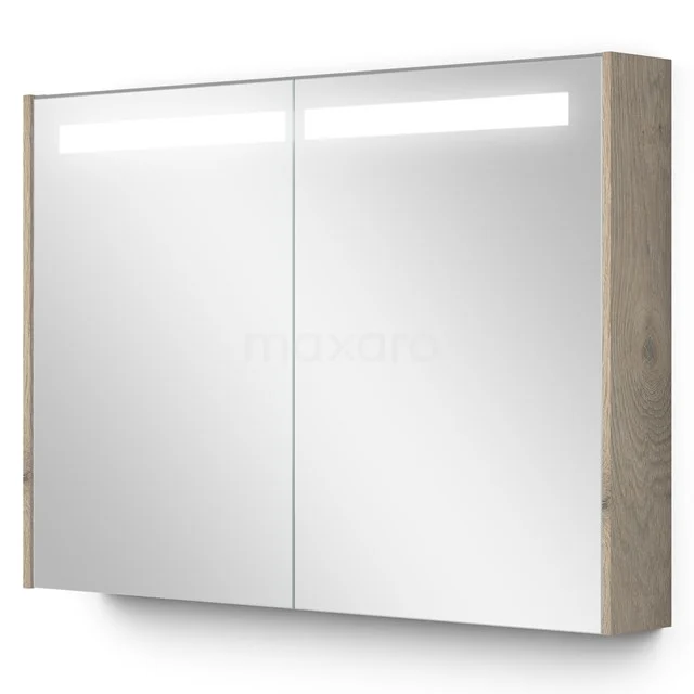 Spiegelkast Met Verlichting Modulo 100x70cm Lichtgrijs Eiken K99-1000-59008-33