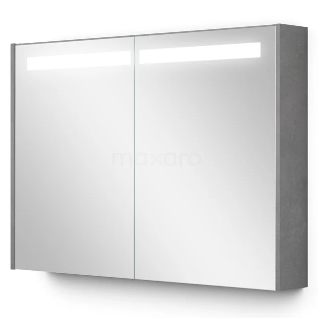 Spiegelschrank mit Beleuchtung Modulo 100x70cm aus hellgrauem Beton K99-1000-59008-50 Weißer Aluminium Badschrank mit LED-Beleuchtung und Spiegeltüren, ideal für moderne Badezimmer Stauraum.
