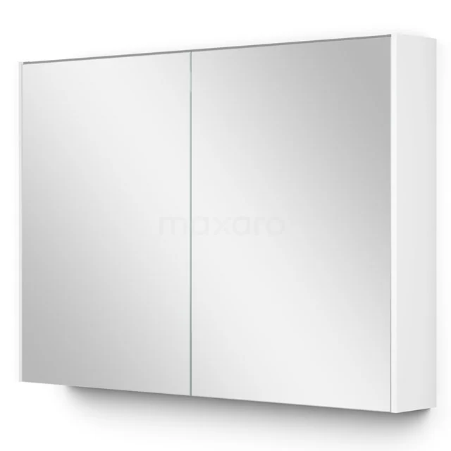 Spiegelschrank mit Beleuchtung Modulo 100x70cm Matt Weiß K99-1000-59009-05 Weißer Badezimmerspiegel mit zwei Türen, glänzende Oberfläche, ideal zum Verstauen und einem modernen Badezimmerstil.
