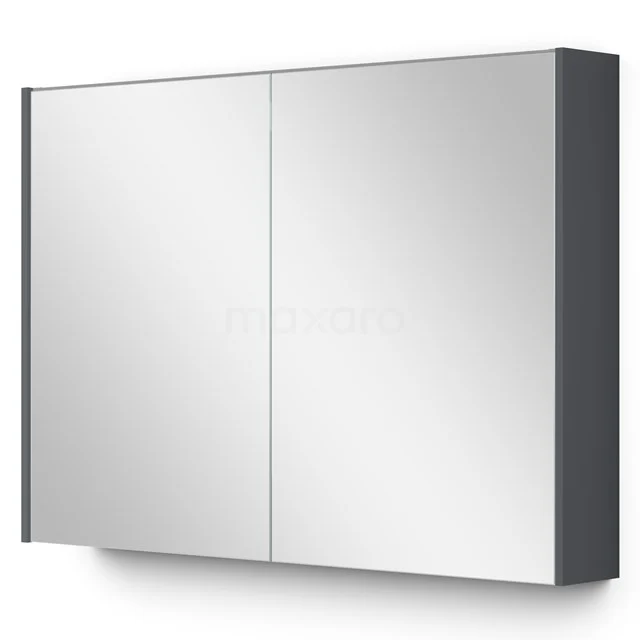 Spiegelschrank mit Beleuchtung Modulo 100x70cm Dunkelgrau K99-1000-59009-06 Spiegelschrank Badezimmer Schwarz-Weiß, modernes Design mit doppelten Spiegeltüren, ideal zum Verstauen in einem schlichten Badezimmerstil.