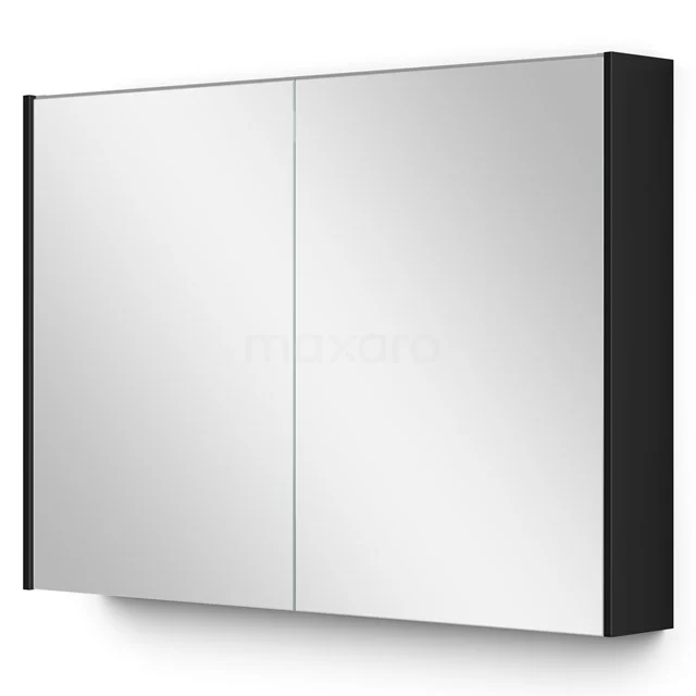Spiegelkast Met Verlichting Modulo 100x70cm Hoogglans Zwart K99-1000-59009-11