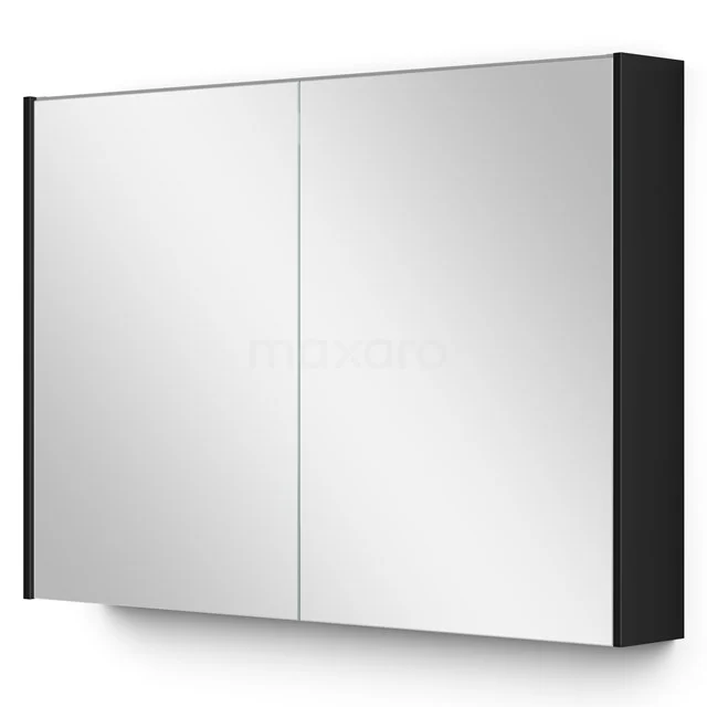 Spiegelschrank mit Beleuchtung Modulo 100x70cm Hochglanz Schwarz K99-1000-59009-11 Schwarzer Spiegelschrank mit zwei Glastüren, moderne Ausführung, ideal um Stauraum im Badezimmer zu schaffen.