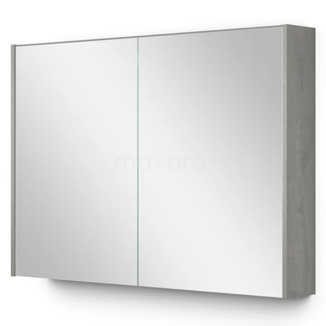 Spiegelschrank mit Beleuchtung Modulo 100x70cm Eiche grau K99-1000-59009-39 Zweiflügeliger Spiegelschrank aus gebürstetem Aluminium mit klarem Design, ideal als stilvolle Badezimmeraufbewahrungslösung.