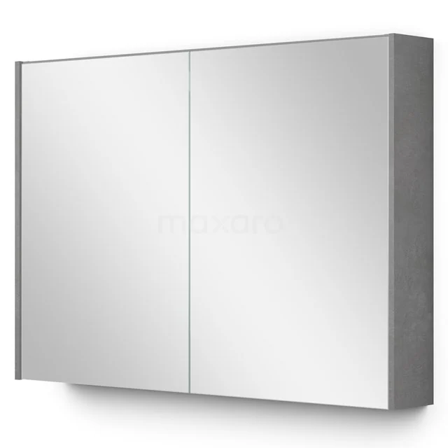 Minimalistischer Badschrank mit Spiegeltüren, modernes Design in silberfarbenem Aluminium, ideal für stilvollen Stauraum.
