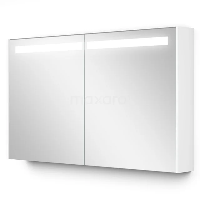 Spiegelschrank mit Beleuchtung Modulo 120x70cm Matt Weiß K99-1200-59008-05 Weiße moderne Badschrank mit doppelten Spiegeldeuren, integrierter LED-Beleuchtung und schlankem Design.