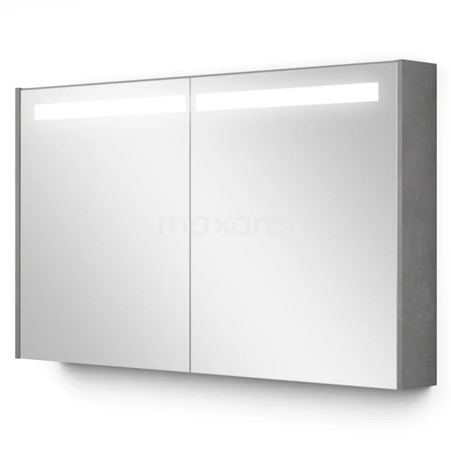 Wandhängender Spiegelschrank mit Beleuchtung, zweiteilig, silberfarben, ideal für moderne Bäder, klare und funktionale Gestaltung.