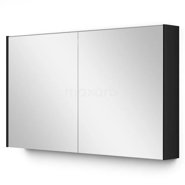 Spiegelschrank mit Beleuchtung Modulo 120x70cm Hochglanz Schwarz K99-1200-59009-11 Schwarzer Aluminium Badschrank mit Spiegeltüren, modernes Design, ideal für stilvolle Badezimmeraufbewahrung.
