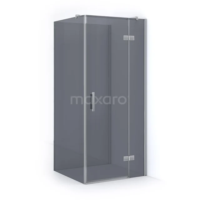 Pearl Duschkabine | 80x80 cm Chrom Drehtür Quadrat CPHV-080853321C Graue quadratische Duschkabine mit Glaswänden und metallenen Scharnieren, ideal für eine moderne Badezimmergestaltung.