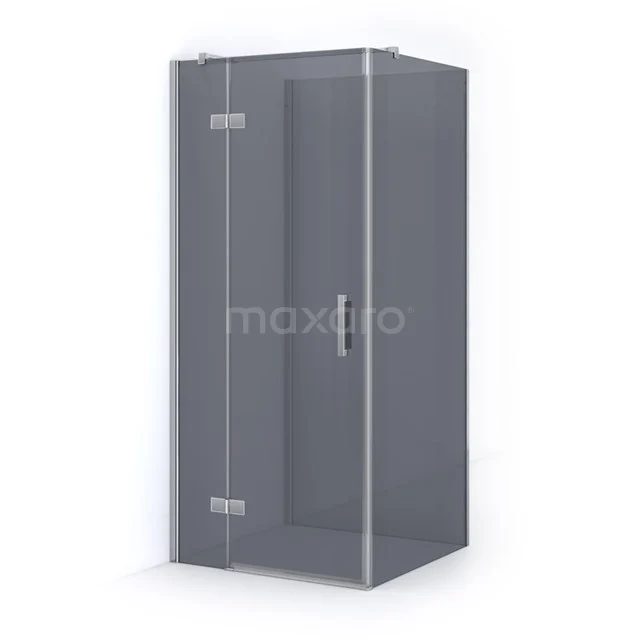 Modern shower enclosure with clear glass, angular design and metal handle, ideal for stylish bathroom design.