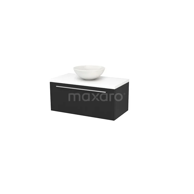 Modulo+ Plato Badkamermeubel voor waskom | 90 cm Mat wit Vlak front Mat wit blad 1 lade BMK001330