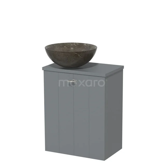 Toiletmeubel met waskom | 41 cm Middengrijs Lamel front Blue stone Natuursteen waskom Middengrijs blad TMK10-00037