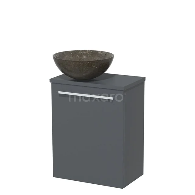 Toiletmeubel met waskom | 41 cm Donkergrijs Vlak front Blue stone Natuursteen waskom Donkergrijs blad TMK10-04965