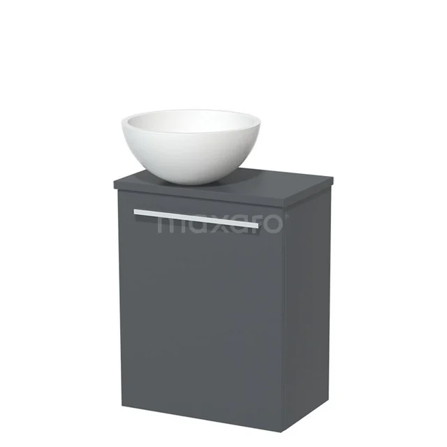 Toilet unit with wash basin | 41 cm Dark grey Flat front Matte white Solidtop wash basin Dark grey worktop TMK10-04968