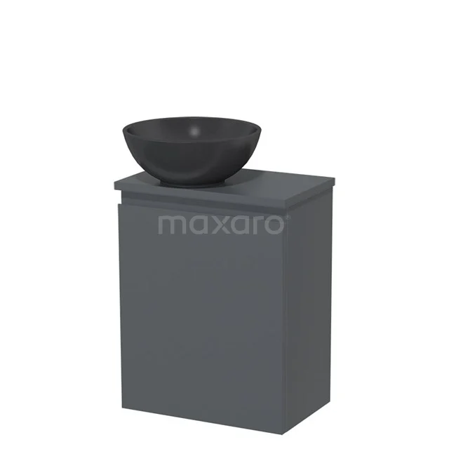 Mattschwarze Badmöbelset mit keramischem schwarzen komförmigen Waschbecken, kompaktes Design ideal für moderne Bäder.