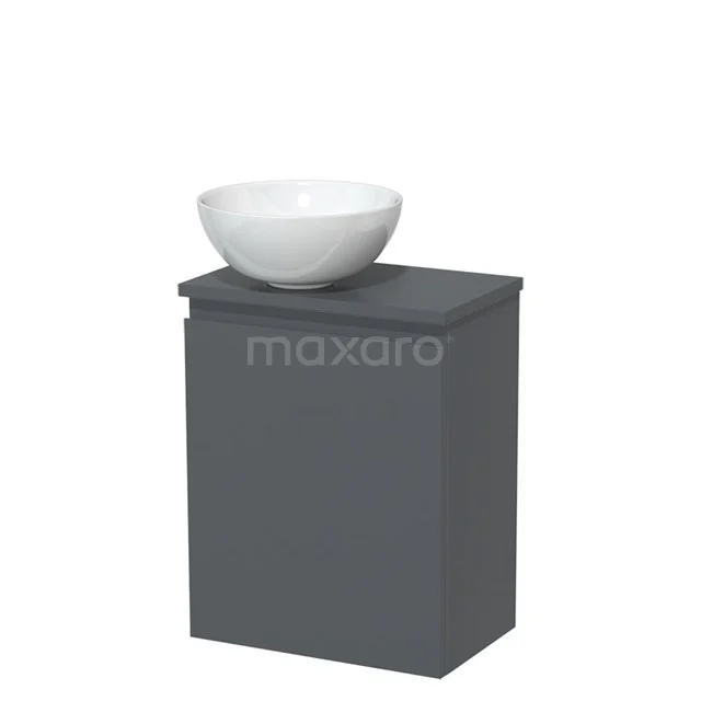 Toilet unit with wash basin | 41 cm Dark grey Handleless front High-gloss white Ceramic countertop wash basin Dark grey worktop TMK10-04982