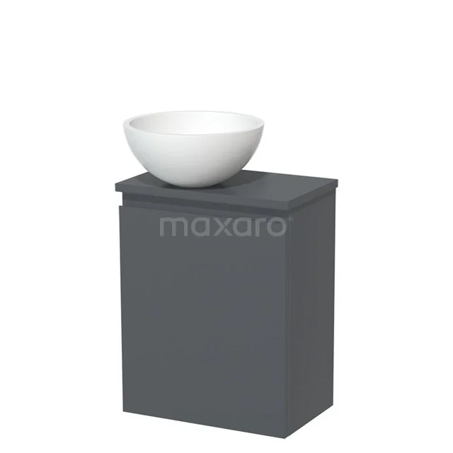 Toilet unit with countertop wash basin | 41 cm Dark grey Handleless front Matte white Solid surface wash basin Dark grey worktop TMK10-04986