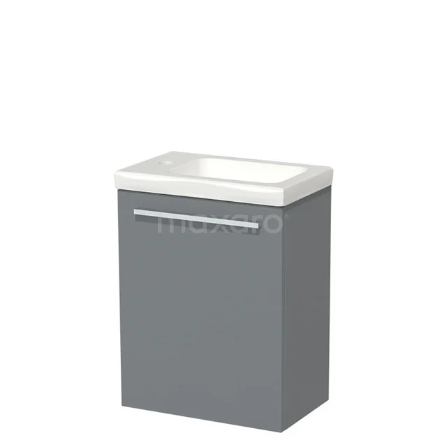 Grau Badmöbel mit weißem Waschbecken, kompaktes Design, glatte Oberfläche und minimalistisches Design für moderne Bäder.