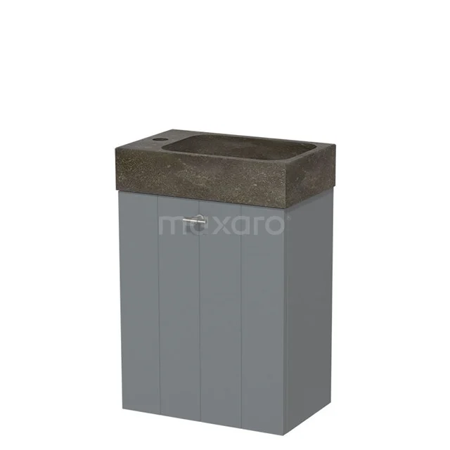 Modulo Pico Toiletmeubel met wastafel | 40 cm Middengrijs Lamel front Natuursteen TMW10-00032