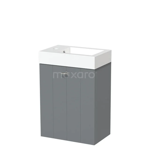 Modulo Pico Toiletmeubel met wastafel | 40 cm Middengrijs Lamel front Mineraalmarmer TMW10-00035