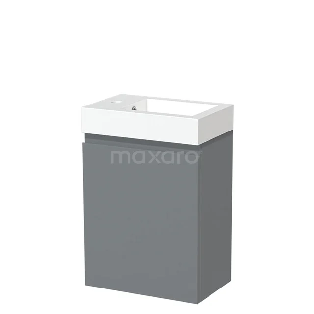 Modulo Pico WC-Möbel mit Waschbecken | 40 cm Mittelgrau Grifflose Front Mineralguss TMW10-00047 Grauer Badschrank mit weißem Waschbecken, kompaktes Design, ideal für kleine Bäder, moderne Laminatoberfläche.