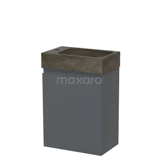Modulo Pico Toiletmeubel met wastafel | 40 cm Donkergrijs Greeploos front Natuursteen TMW10-00206