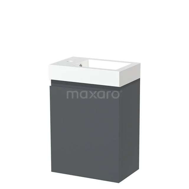 Modulo Pico WC-Möbel mit Waschbecken | 40 cm Dunkelgrau Grifflose Front Mineralguss TMW10-00215 Grauer Badschrank mit weißem Waschbecken, kompaktes Design aus Keramik, ideal für das moderne Badezimmer mit begrenztem Raum.