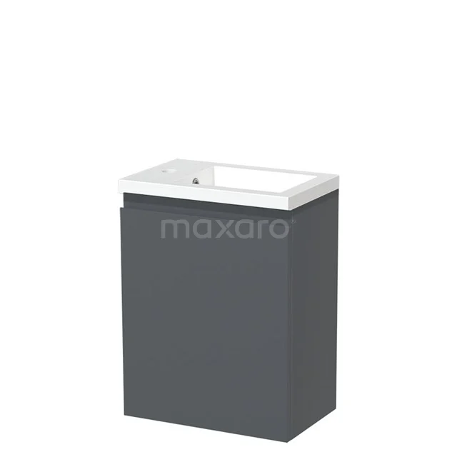 Modulo Pico WC-Möbel mit Waschbecken | 40 cm Dunkelgrau Grifflose Front Mineralguss TMW10-00216 Graue Badmöbel mit weißer keramischer Waschtischplatte, kompakte Form, ideal für kleine Bäder oder WC-Räume.