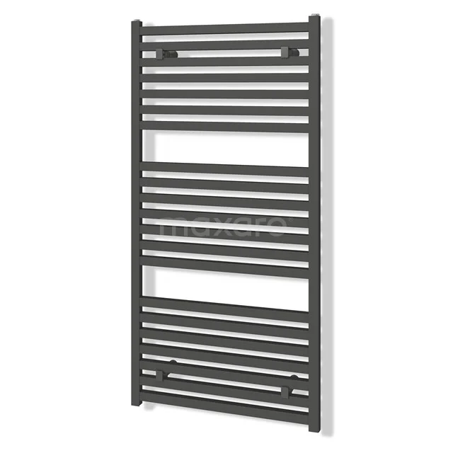 Aluminium Handtuchheizkörper Zeus Dunkelgrau Metallic 1160 Watt 60x120cm Vertikal DR57_0612RDN Grauer Handtuchheizkörper, schlankes Design mit horizontalen Streben, perfekt für moderne Badezimmer, hergestellt aus hochwertigem Stahl.