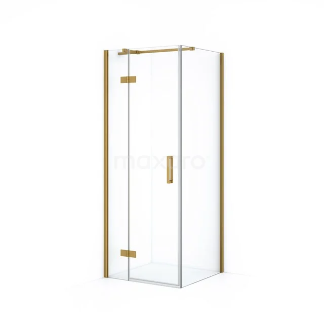 Diamond Shower cabin | 80x70 cm Gold Clear glass Pivot door Rectangle CDB213507310GG Glass shower enclosure with gold finish, square shape, luxurious design, ideal for stylish bathroom decor.