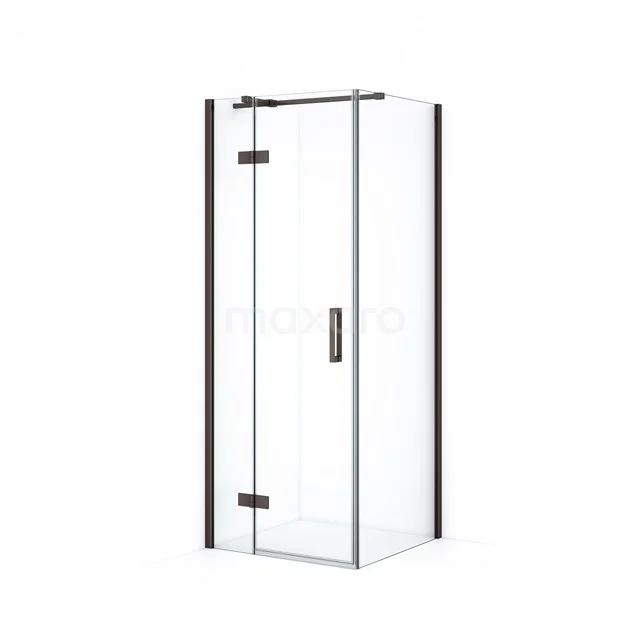 Diamond Shower cabin | 80x80 cm Black metal Clear glass Pivot door Square CDB213508310ZM Glass shower enclosure with black accents, modern square shape, ideal for stylish bathroom design.