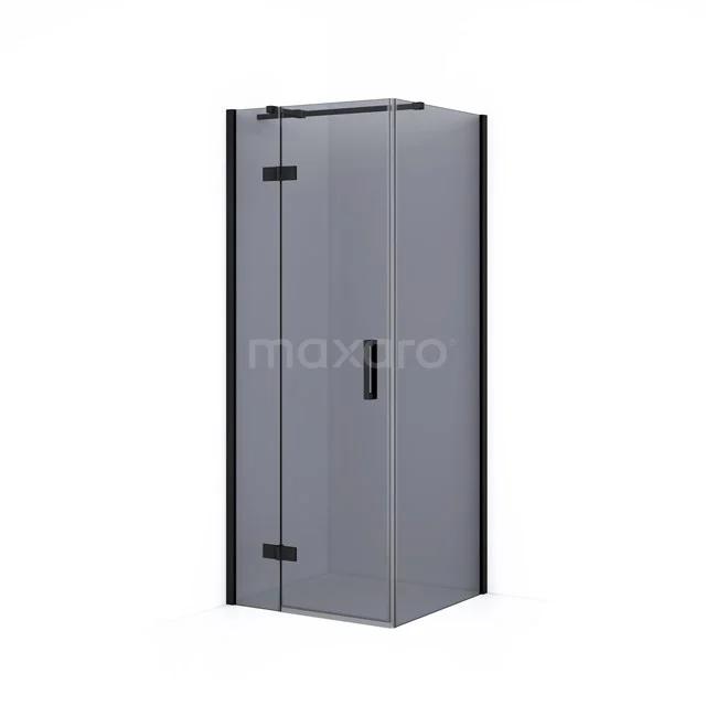 Duschkabine quadratisch, schwarzes Profil, Klarglas, platzsparendes Design, ideal für moderne Bäder.