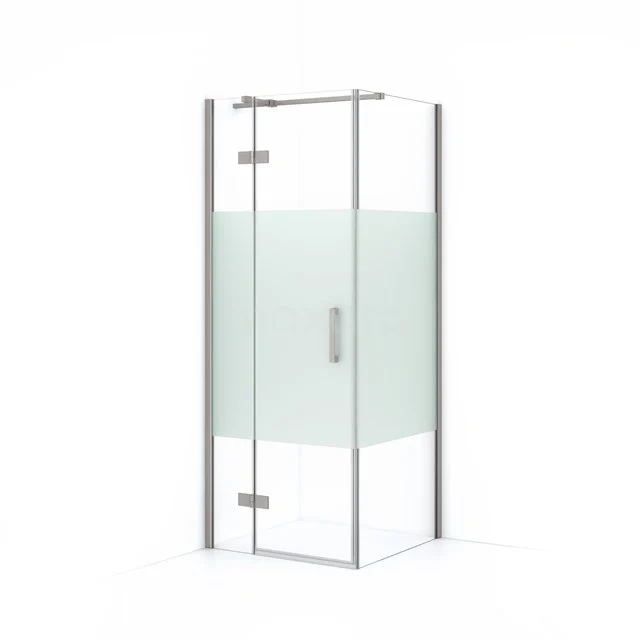 Diamond Shower enclosure | 80x80 cm Stainless steel Clear with matt strip Pivot door Square CDB213508313BR