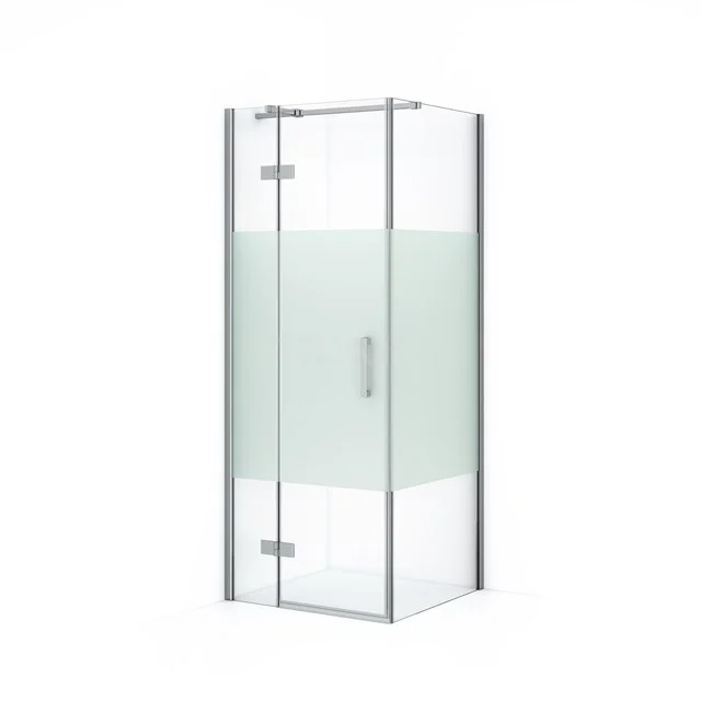 Diamond Shower enclosure | 80x80 cm Chrome Clear with matt strip Pivot door Square CDB213508313C