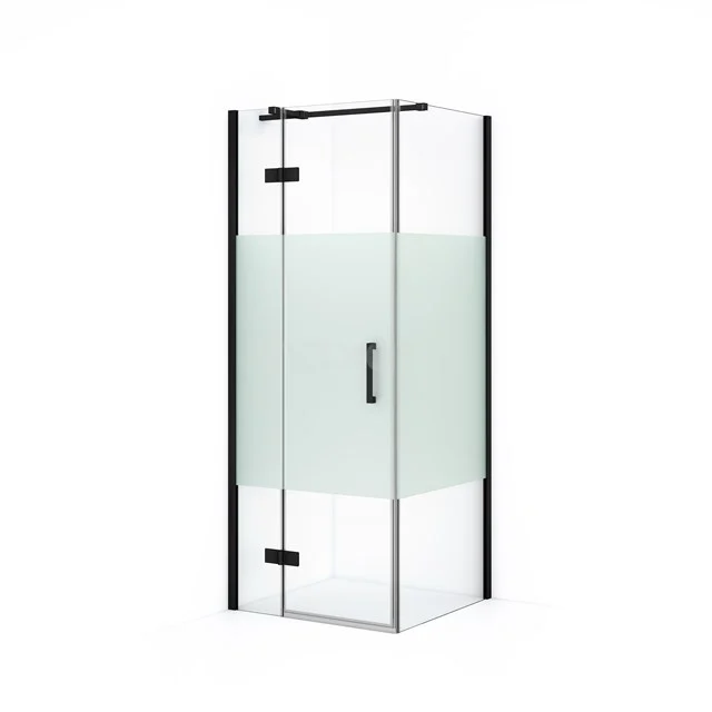 Diamond Shower enclosure | 80x80 cm Matte black Clear with matt strip Pivot door Square CDB213508313MB